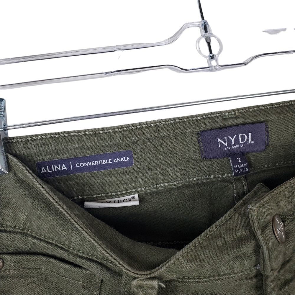 NYDJ ALINA Convertible Ankle Lift Tuck Denim Olive Green Skinny Jeans High Rise - Picture 6 of 8